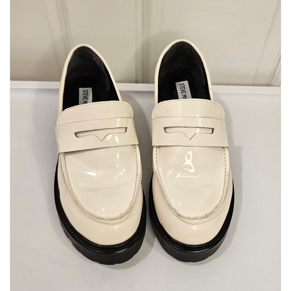 Steve Madden Lotto Chunky Cream & Black Loafers Size 7.5
